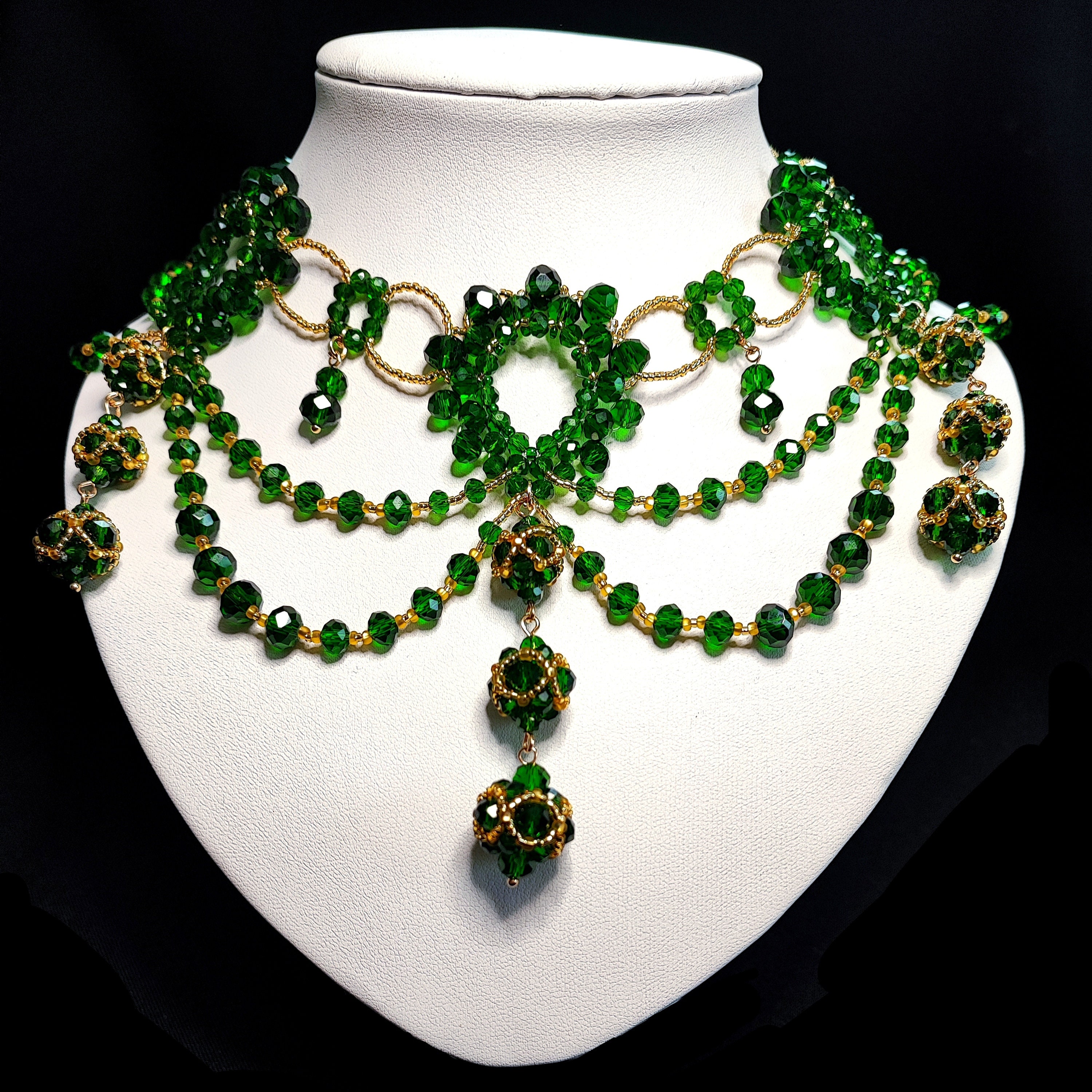Green Stone Necklace | Green Stone Jewellery – Peach Tassels