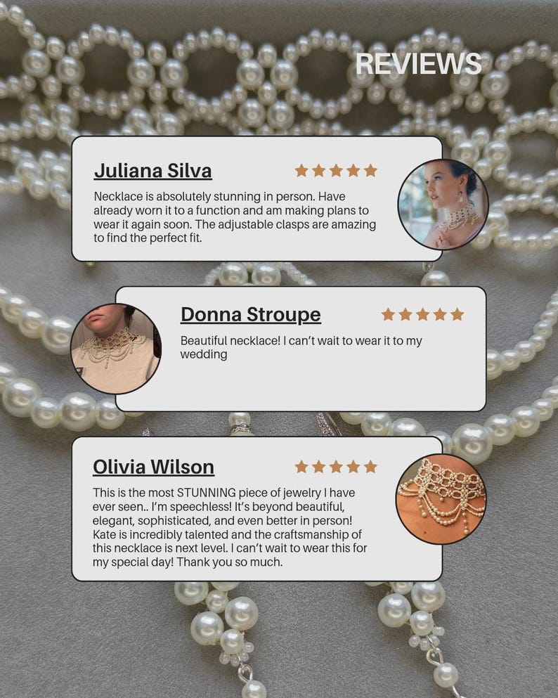 Multi Strand Pearl Choker, Wedding Pearl Necklace, Wide Pearl Necklace, Victorian Bridal Choker, Vintage Bridal Necklace, Statement Choker image 11