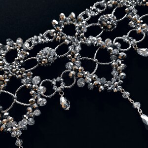 Silver Statement Choker, Pageant Necklace, Silver Lace Choker, Luxury Choker, Vintage Diamond Choker, Party Choker, Bridal Choker image 4