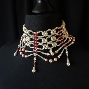 Multi Strand Pearl Choker, Wedding Pearl Necklace, Victorian Bridal Choker, Vintage Bridal Necklace, Wedding Victorian Necklace