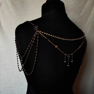 Colar de ombro de casamento, joias de corrente de ombro de noiva, colar de noiva de declaração, colar de pérolas de vestido, capa de contas, joias corporais