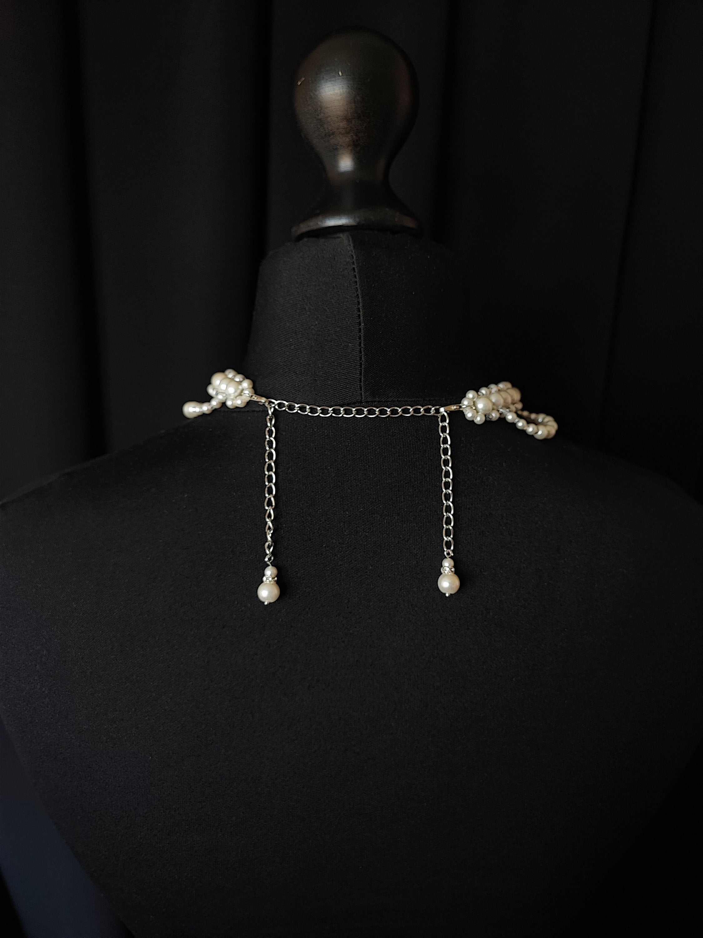 Wedding Faux Pearl Necklace, Victorian Bridal Necklace