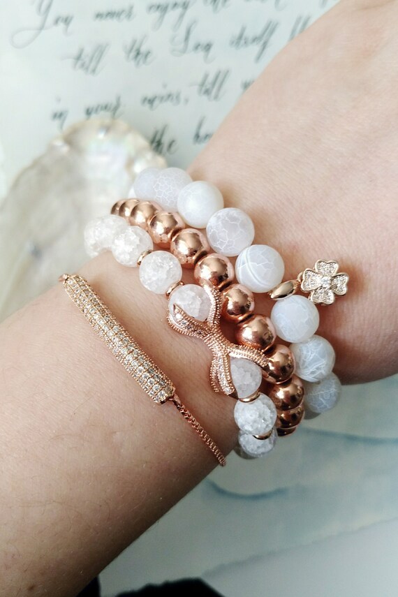 Natural Stone Bracelet Set Stack Bracelet Set Stretch Etsy