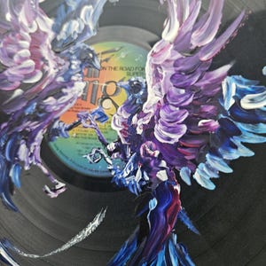 Painted Vinyl Record: Crow Wall Art, Witchy Mystical Decor image 7