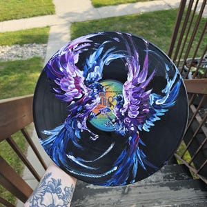 Painted Vinyl Record: Crow Wall Art, Witchy Mystical Decor image 10