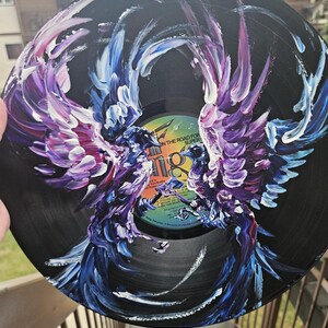 Painted Vinyl Record: Crow Wall Art, Witchy Mystical Decor image 6