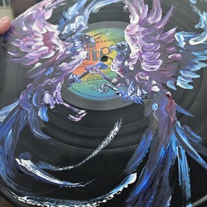 Painted Vinyl Record: Crow Wall Art, Witchy Mystical Decor image 2