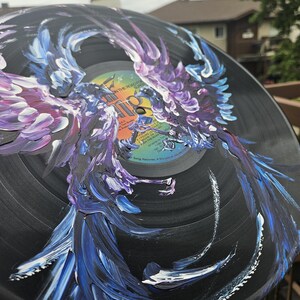 Painted Vinyl Record: Crow Wall Art, Witchy Mystical Decor image 9