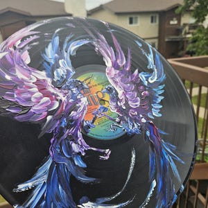 Painted Vinyl Record: Crow Wall Art, Witchy Mystical Decor image 4