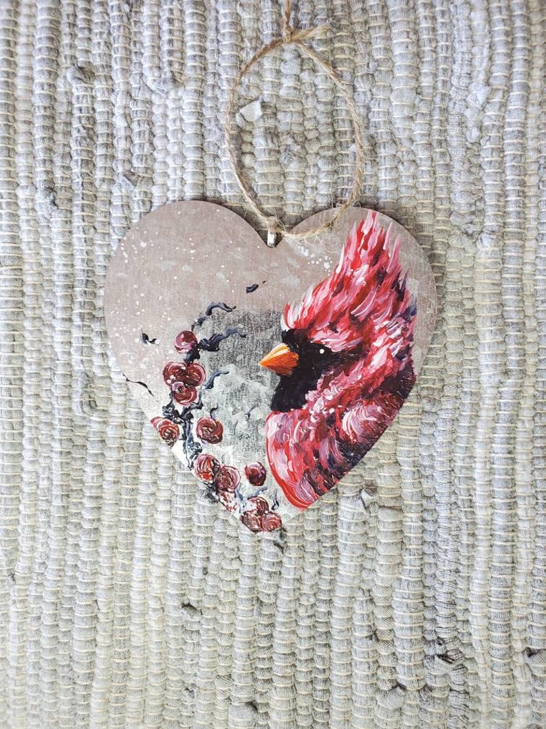 Bird ornaments, Garden decor, Hand painted metal, Holiday home decor, Christmas decorations, Rustic wall hanging, Animal paintings image 10