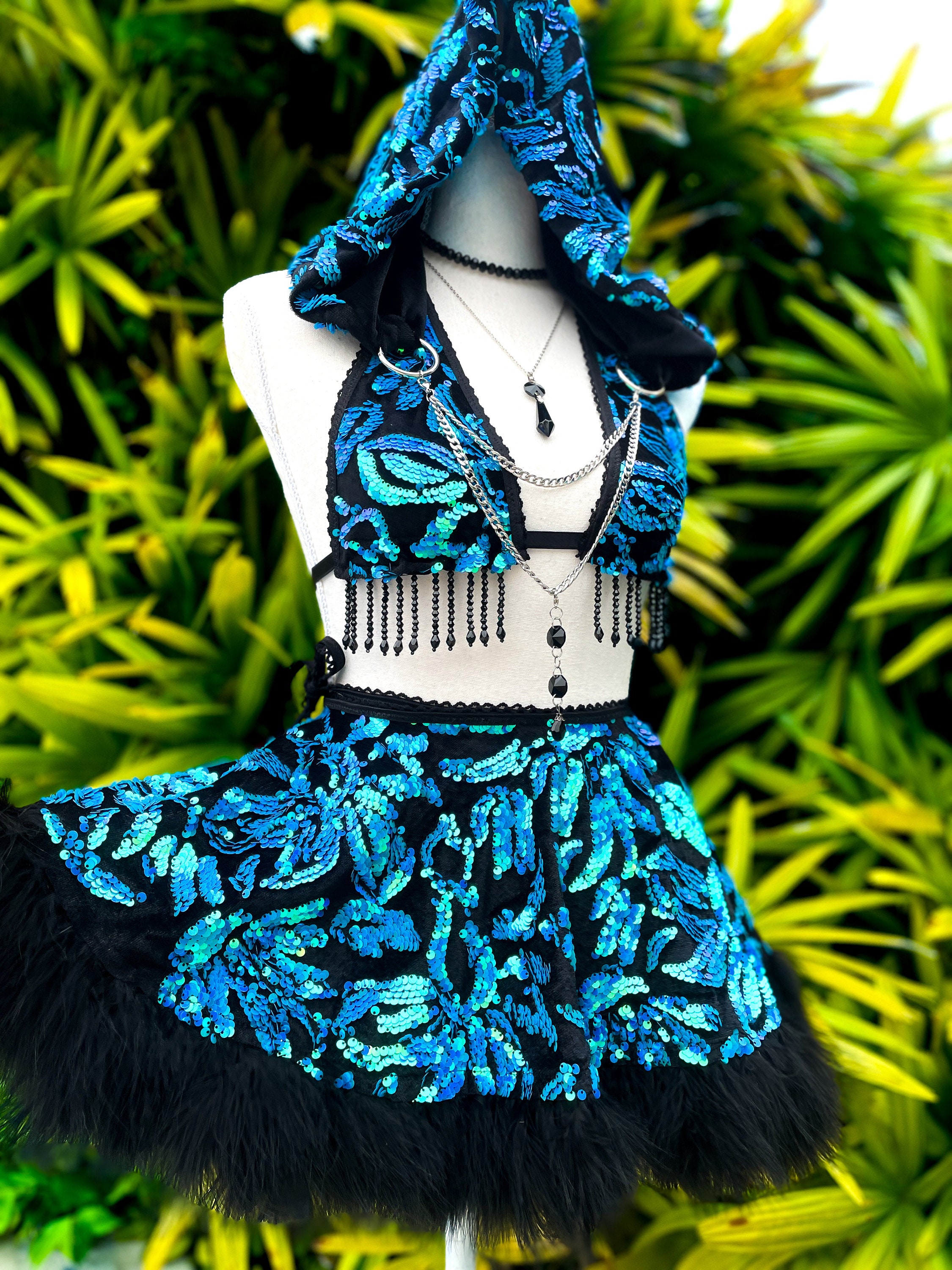 Blue Sequin Skirt Etsy Canada