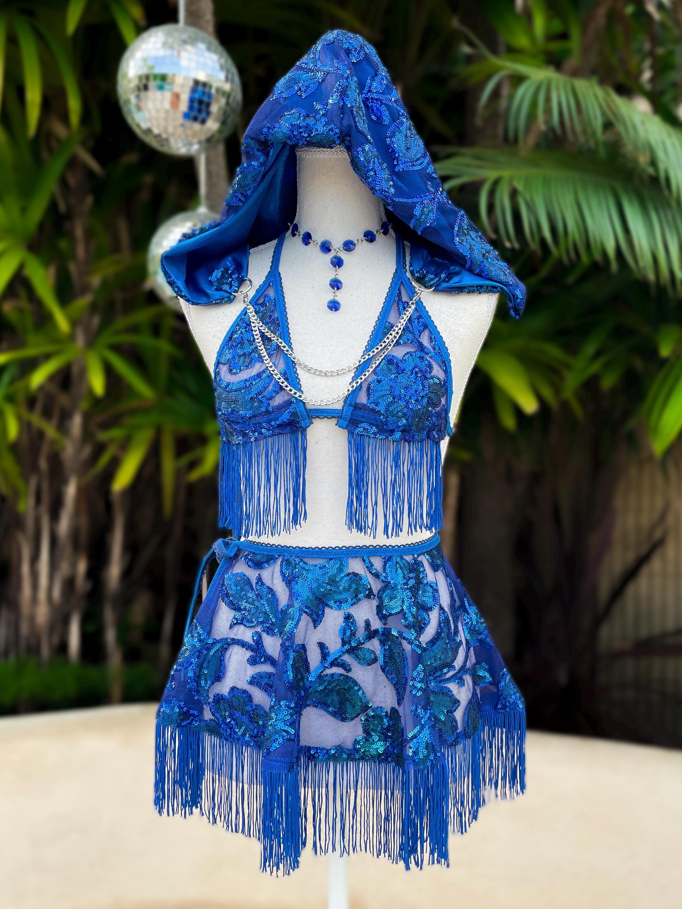 blue festival dress Asymmetrical light blue boho dress for woman | Short - long summer dress with open back | Hippie festival Rave dress