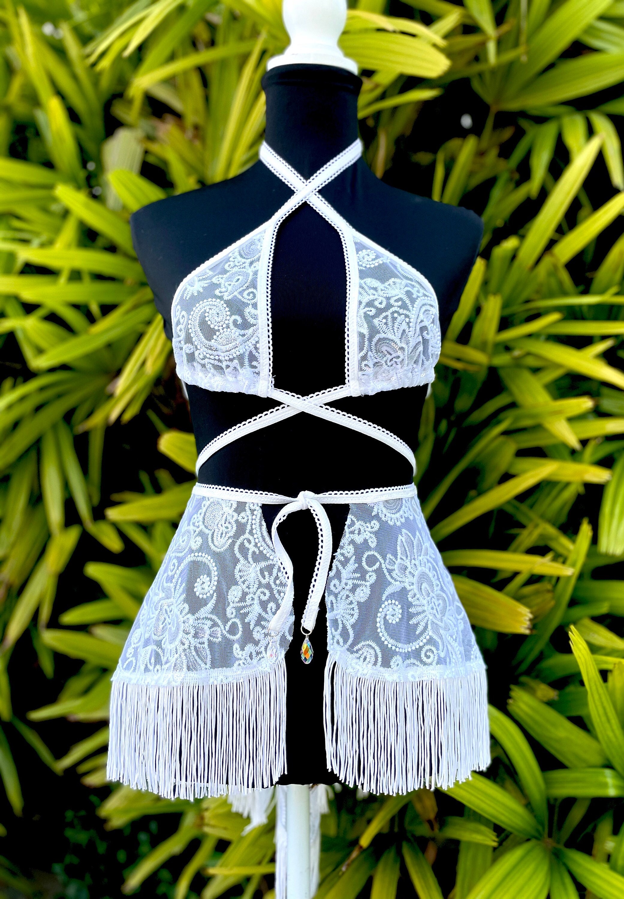 White Bralette: Wedding Lingerie, Glow Clothing, Festival Top