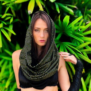 Golden Nights- Rave Hood/Shawl Festival Hood/ Disco Sequins/ Unisex/ Burning Man