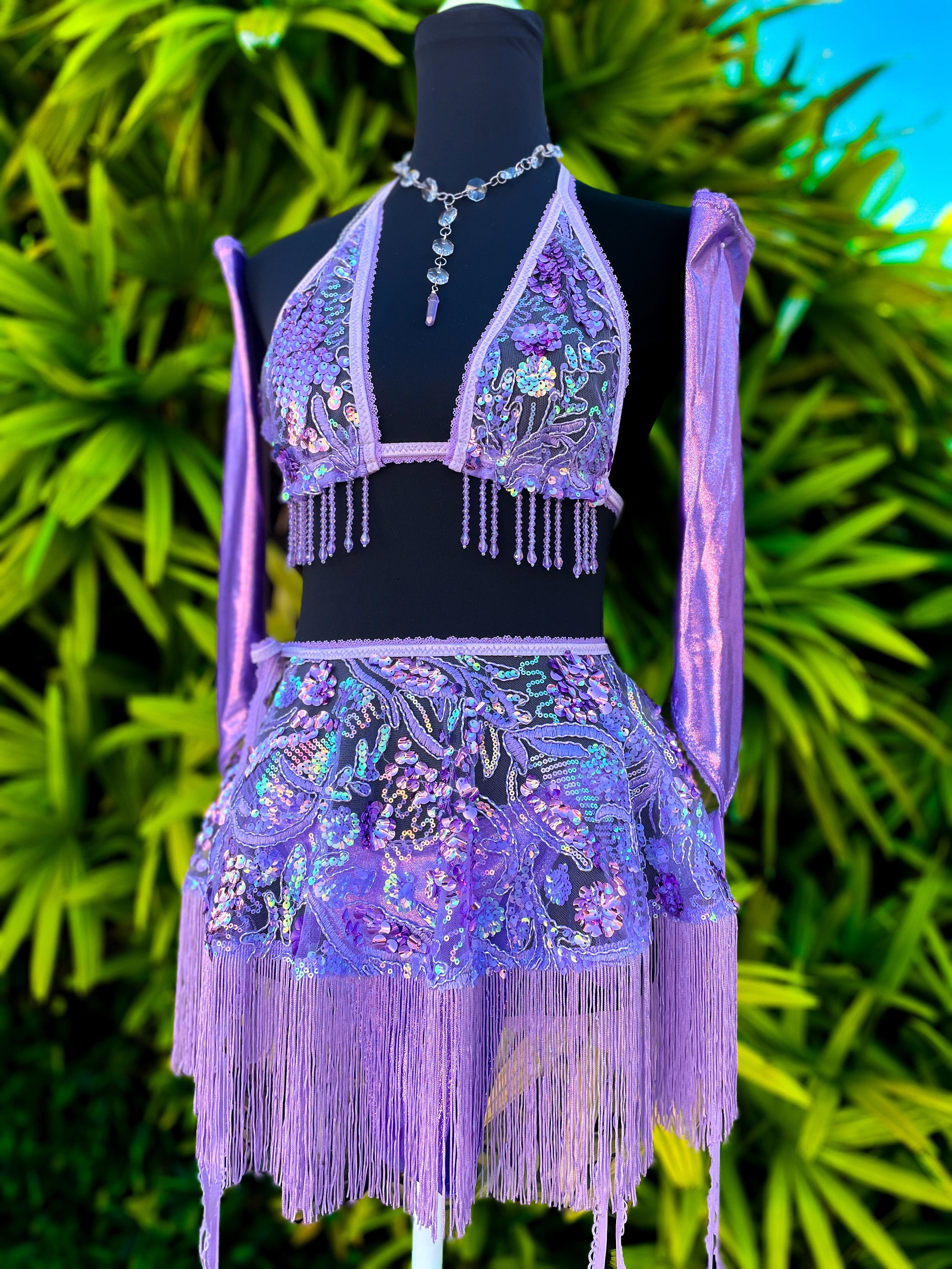 purple festival dress Lavender Fields Set- Lilac Sequin Festival Outfit/purple Rave Outfit/skirt  Set/dance Outfit/sequin Set/festival Outfit/carnival/fringe