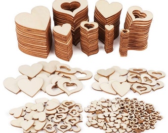 Wooden heart embellishments, wooden heart slices, guest book, scrapbook, diy crafting, wedding confetti card making, 1cm, 2cm, 3m, 4cm, 5cm