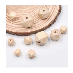 Natural wooden hexagon beads for crafts, unfinished,  varnish free, Diy handmade craft, 6 sizes