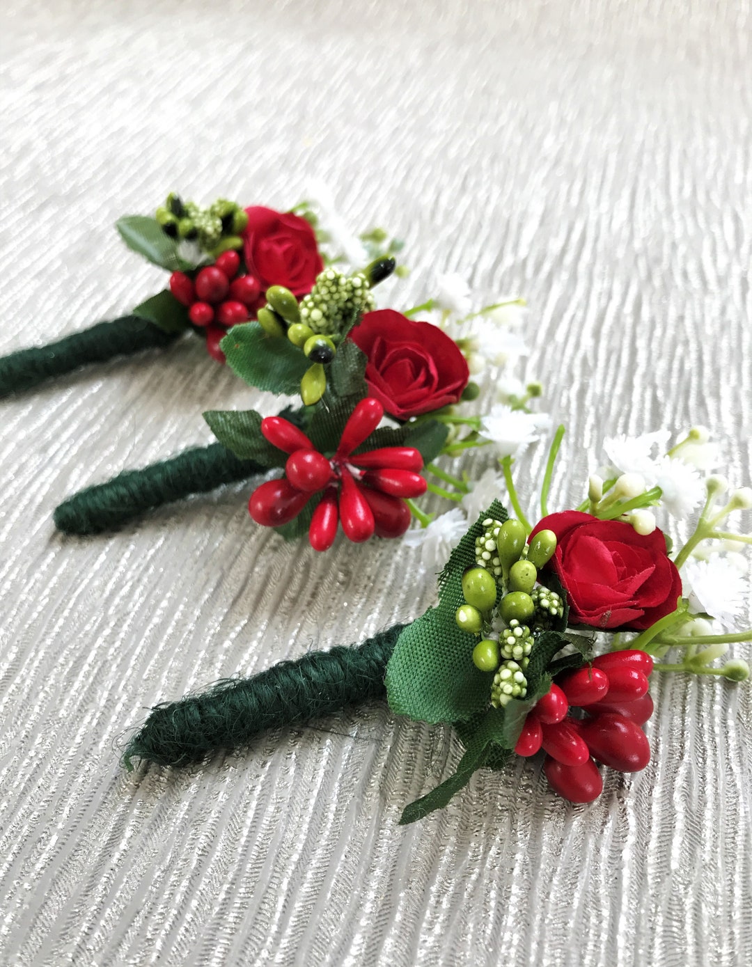 Red Rose Boutonnière Gypsophilia Wedding Boutonniere Grooms Etsy UK