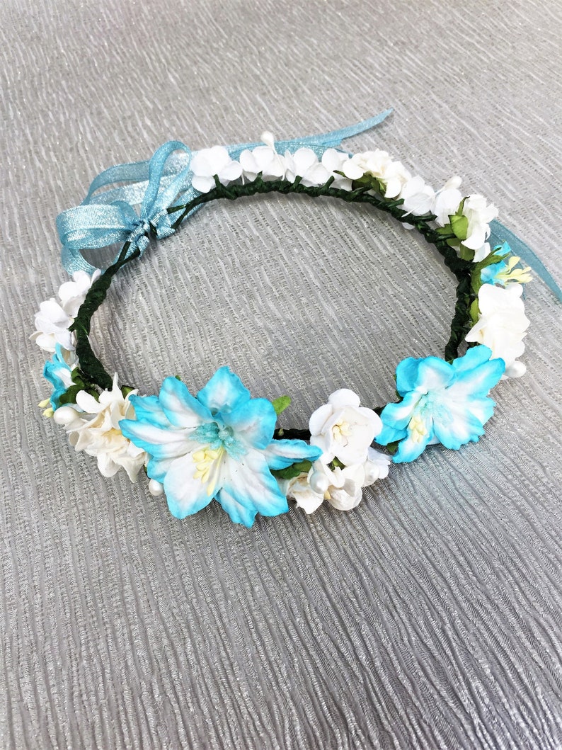 blue floral crown