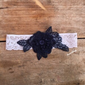 Bridesmaid garter, navy blue garter, vintage bridal garter, wedding shower gift, wedding day gift, something blue garter, honeymoon lingerie