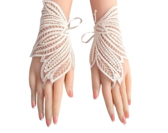 Luvas de renda para casamento, luvas douradas e marfim para noivas, luvas vintage, luvas para damas de honra, acessórios de noiva