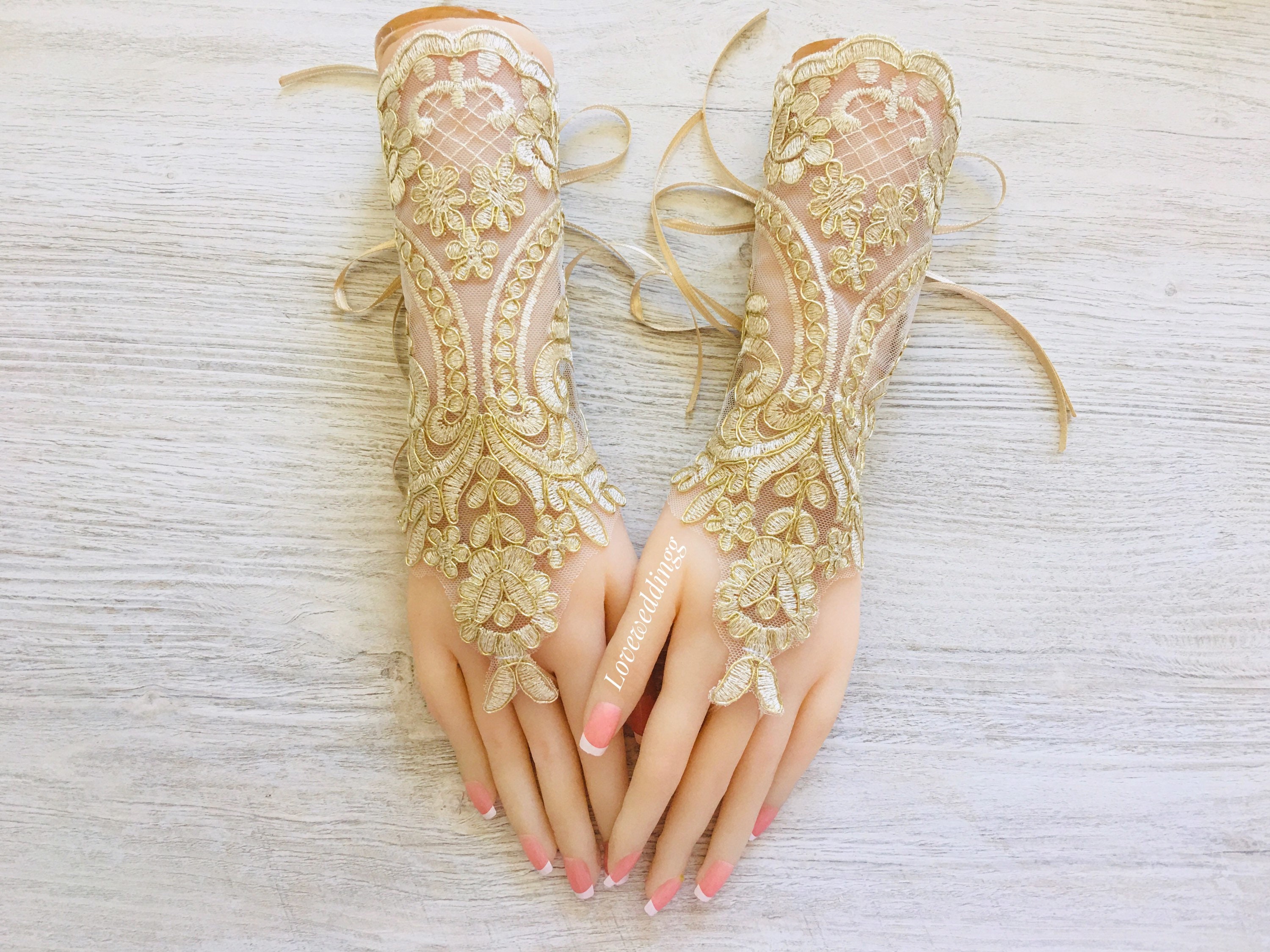 Fingerless Gloves Gloves Gold Bridal Gloves Lace Gloves