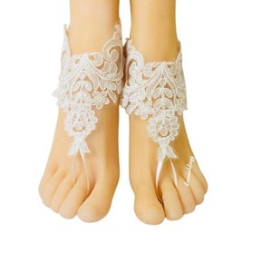 foot jewelry, barefoot sandals bride, lace barefoot sandals, bridal sandals for wedding, bride accessories, bridesmaid gift, wedding anklet