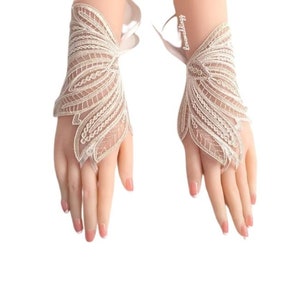 wedding lace gloves, bridal ıvory gold gloves, vintage gloves, bridesmaid gloves, bridal accessories, wedding gift