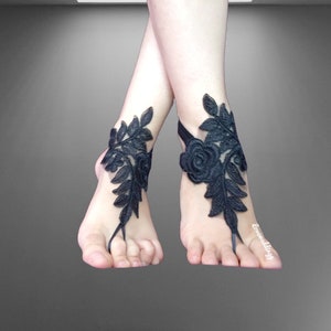 Halloween wedding barefoot sandals, beach wedding sandal, lace barefoot sandal, bridesmaid sandals, wedding accessories, wedding anklet