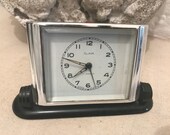 Vintage Slava art deco alarm clock. Collectables Russian clocks manual winding desk top den study home decor 20th century bedroom. 06