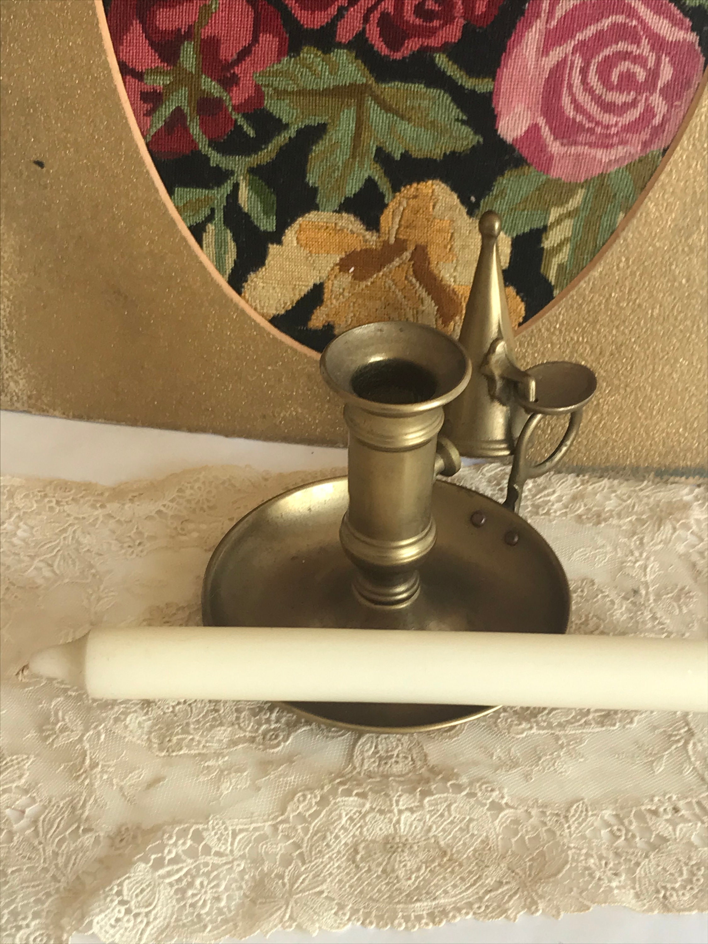 Vintage brass candle holder walking candle holder. with carry Etsy
