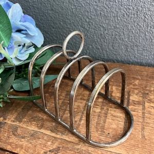 Antique Silver Plated 4 Slice Toast Rack, Stirling Silver Holder