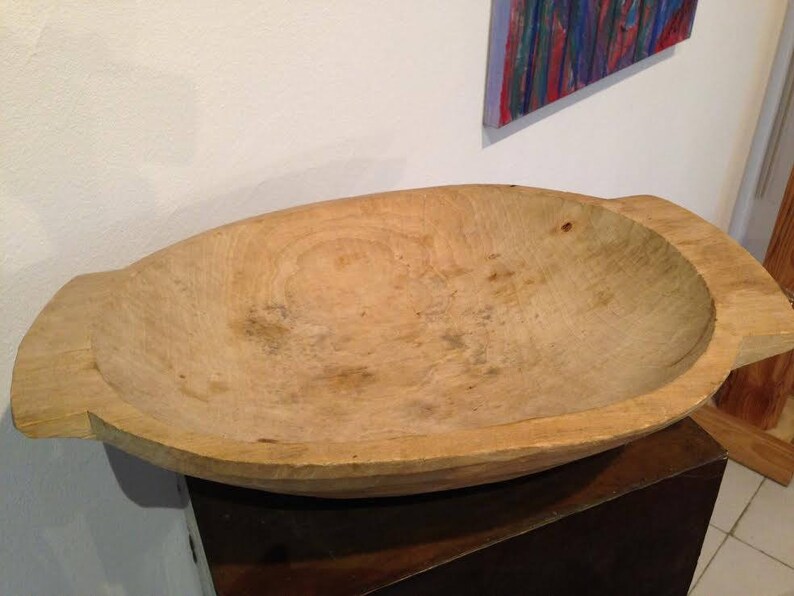 Antique Wooden Doughmeat Bowl Primitive Hand Carved Country CottageGrandma\u2019s kitchen Display cafe Antique Oval Natural Wood Dough Bowl