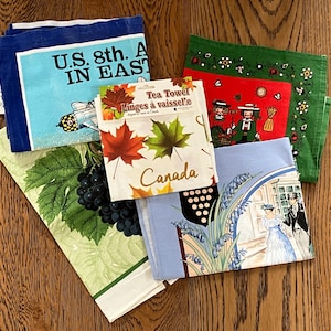 Vintage souvenir Bulk Lot 5 Collectable Tea Towels. Souvenir.Australia England tea-towels./13