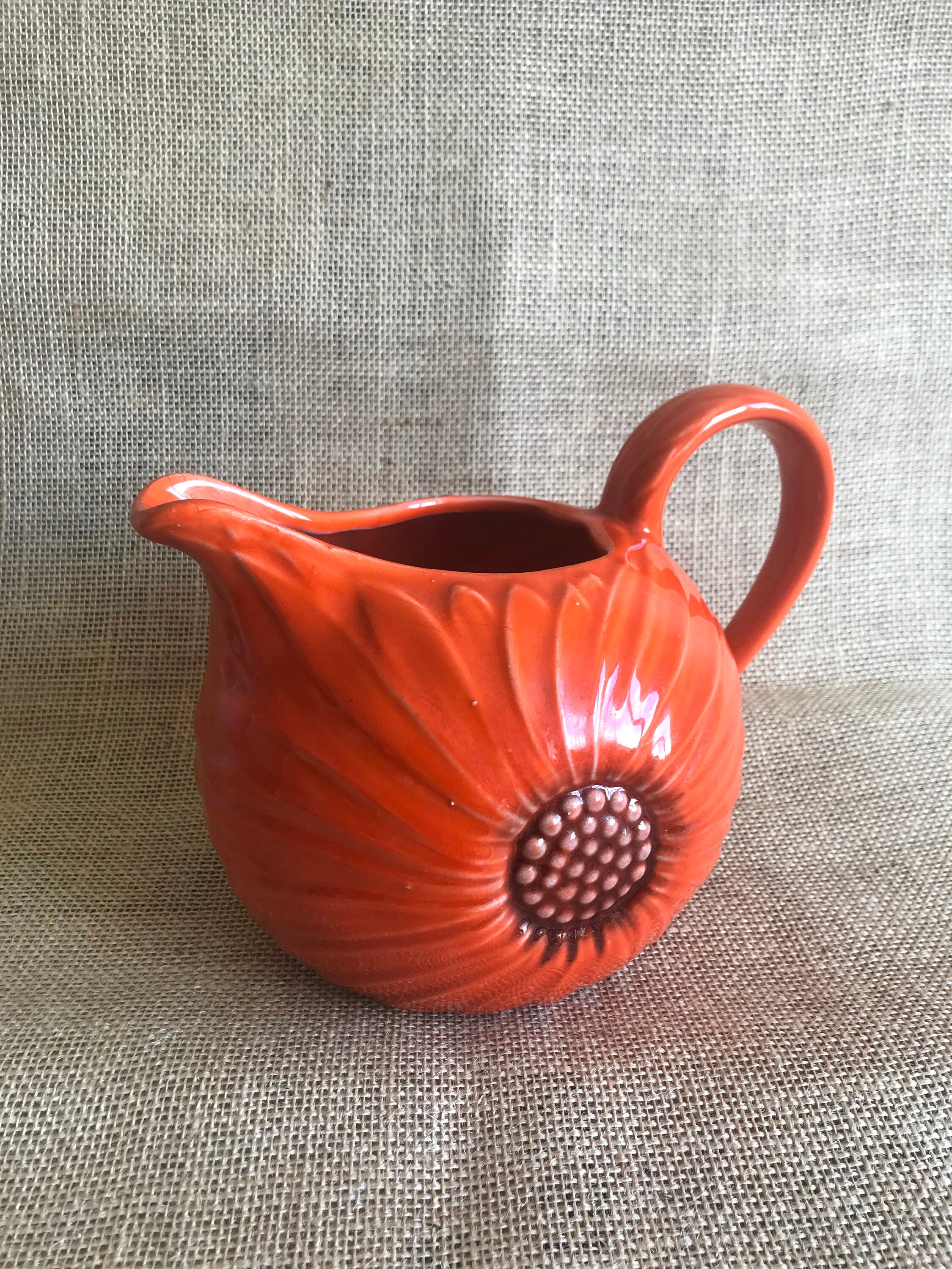 Gran jarra retro de color naranja vivo en forma de flor. | Etsy
