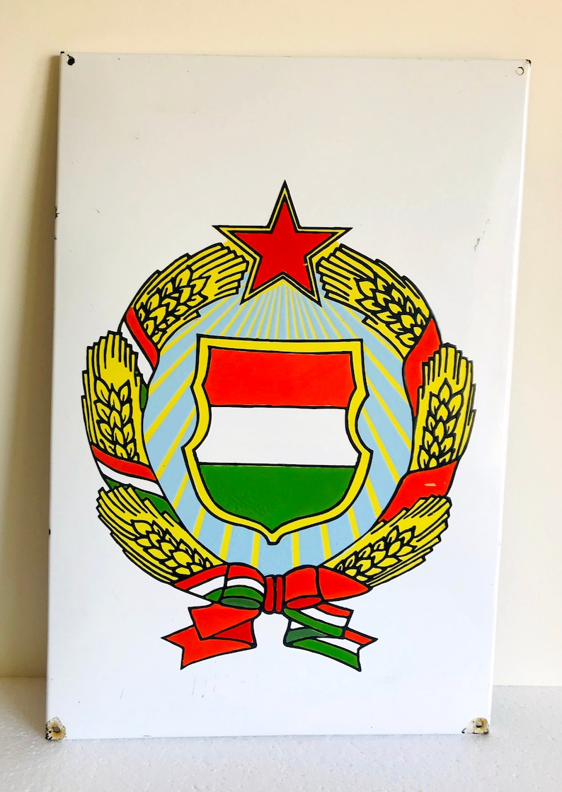 Hungarian enamel wall sign Large Vintage enamel sign of Communist era Collectable signsvintage metal signsHungary historymemoribilia