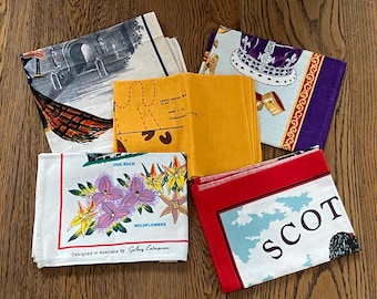Vintage souvenir Bulk Lot 5 Collectable Tea Towels. Souvenir.Australia England tea-towels./13