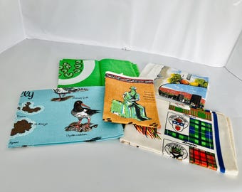 Vintage souvenir Bulk Lot 5 Collectable Tea Towels. Souvenir.Australia /Scotland /Los Angeles  etc tea-towels.atc.