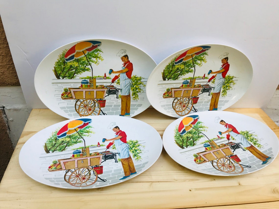 4.Retro Melamine Barbq plates.barbecue Collectables/outdoor Etsy