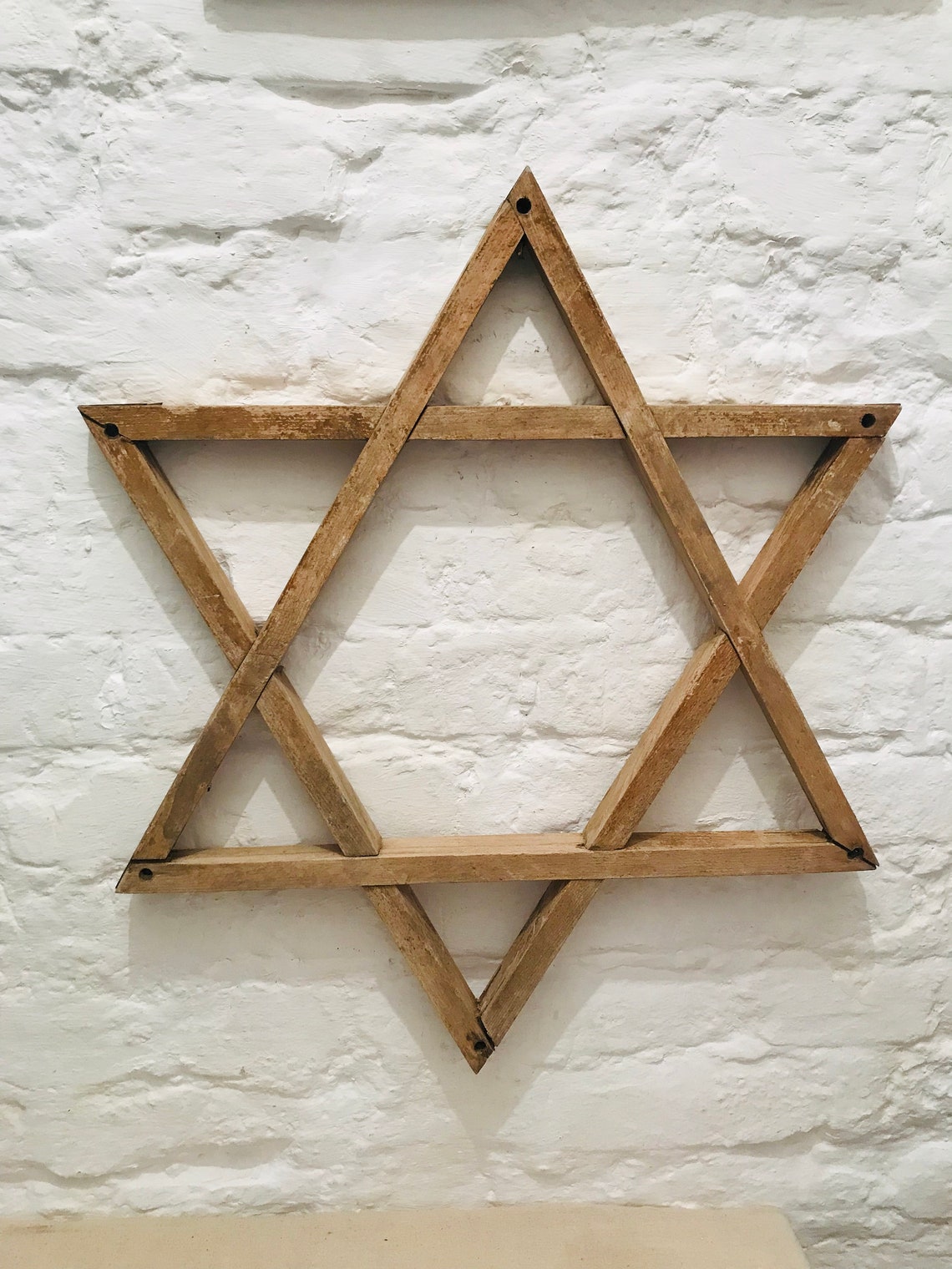 Vintage large wooden Star of David for table or wall mount. Etsy