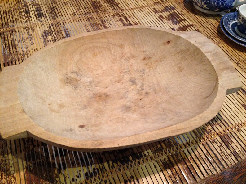 Antique Wooden Doughmeat Bowl Primitive Hand Carved Country CottageGrandma\u2019s kitchen Display cafe Antique Oval Natural Wood Dough Bowl