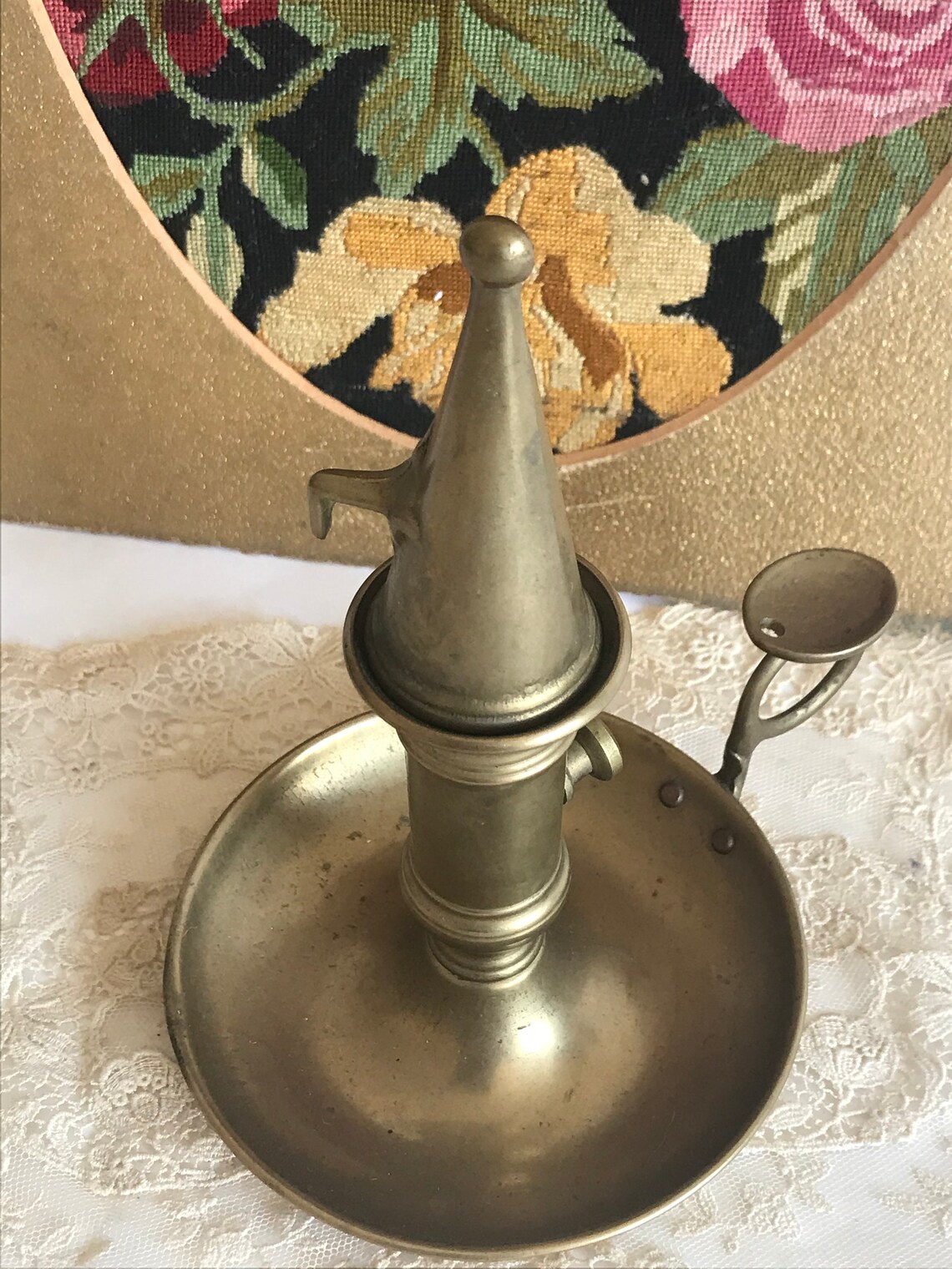 Vintage brass candle holder walking candle holder. with carry Etsy
