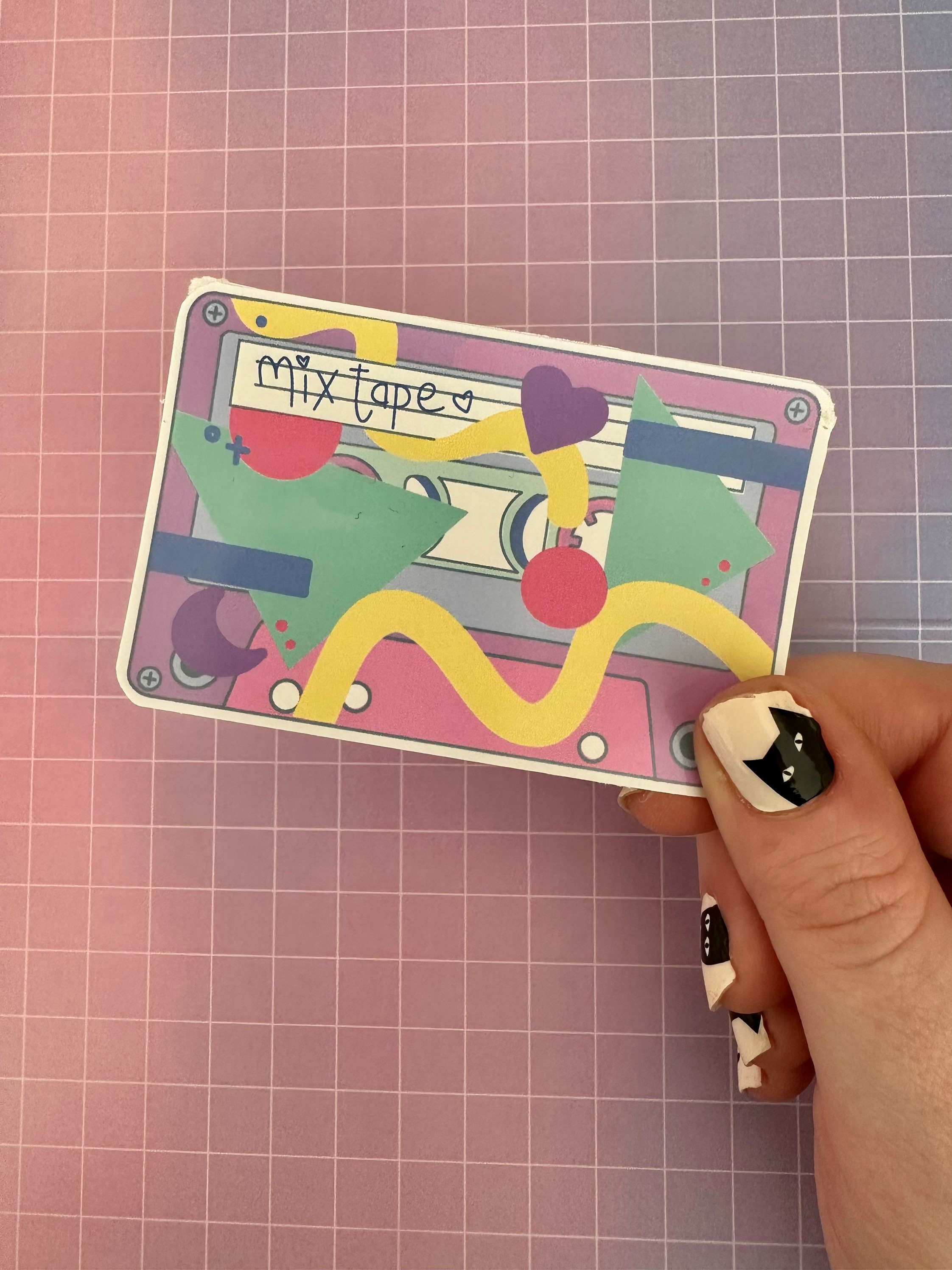 Cassette Tape, Floppy Disk Die Cut Sticker, Printed on Glossy Sticker ...