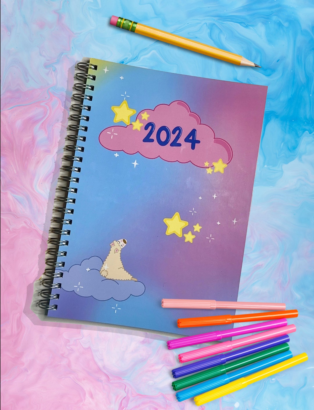 2024 Diary. 12 Month Colouring in Planner. 52 Weeks. 12 Monthly
