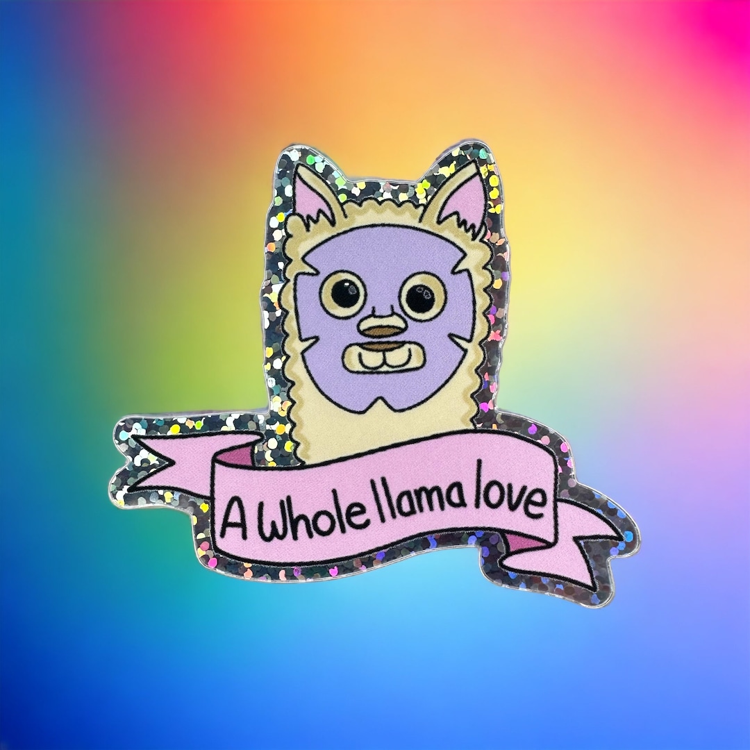 Glitter Llama Sticker! Llama Wearing a Face Mask. A Whole Llama Love ...