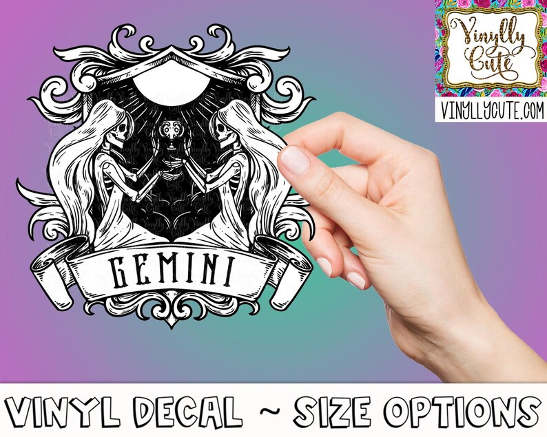 Gothic Zodiac Gemini Vinyl Decal Sticker ~ Various Sizes ~ Laptop Decal ~ Car Decal ~ Tumbler Decal
