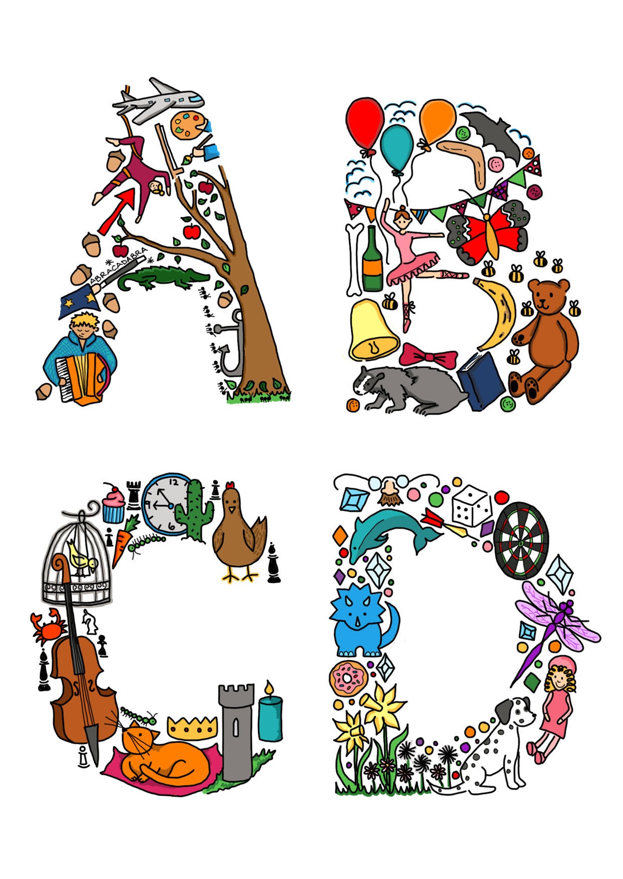 Illustrated Alphabet postcards Etsy