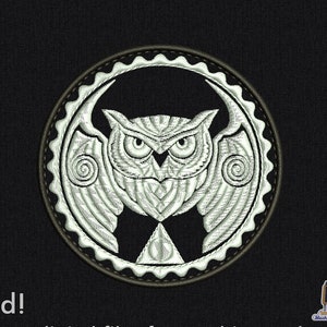 White Owl machine embroidery design