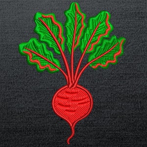 Betterave rouge avec des feuilles 4 tailles de motif de broderie Machine. Légumes pour bortsch.