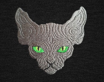 Sphynx Cat face Machine embroidery design for a bag, cap or hat